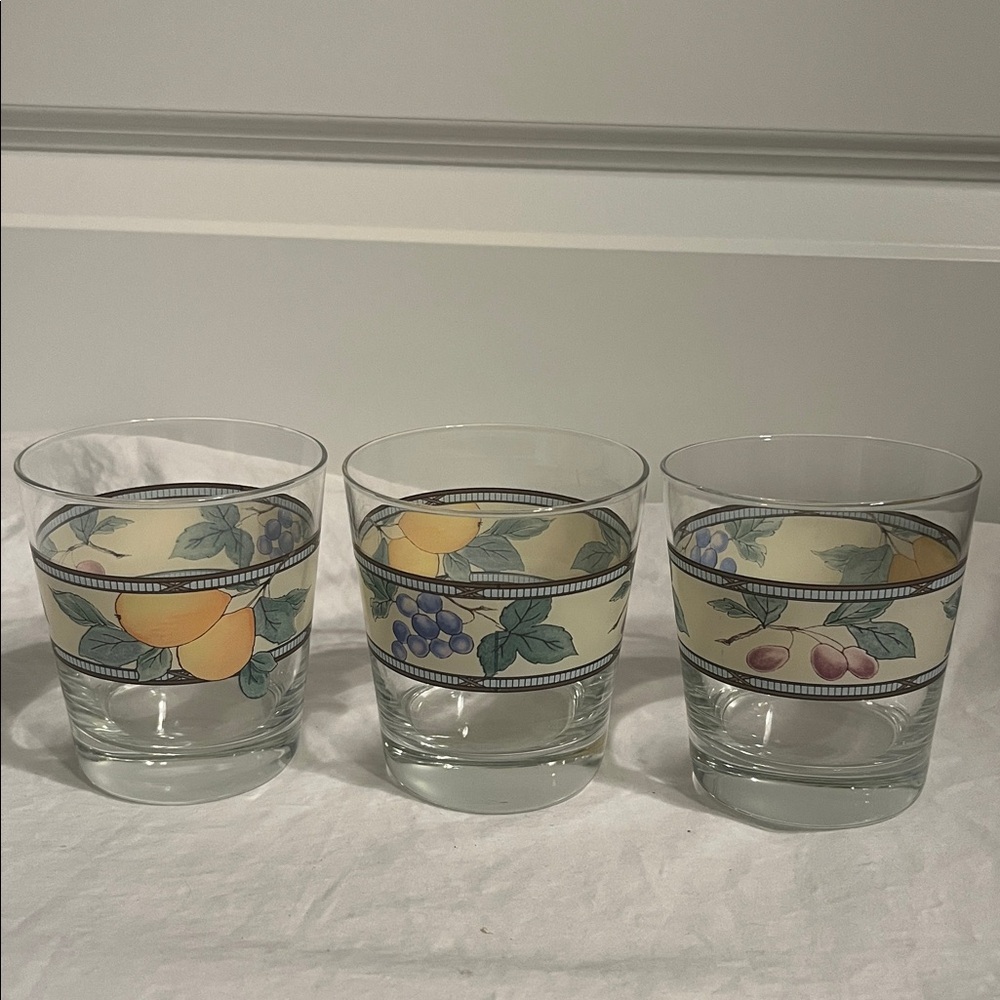 Set of 3 Mikasa Garden Harvest Double old fashioned 10 oz glass barware